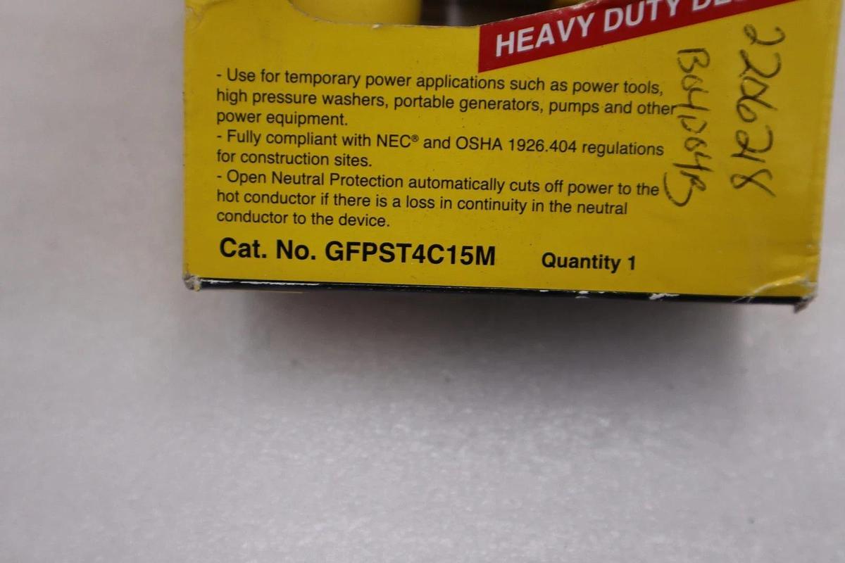 Used NEW Hubbell GFPST4C15M GFCI LINECORD IND 15A 120V 18 MAN AMPD STOCK H1127