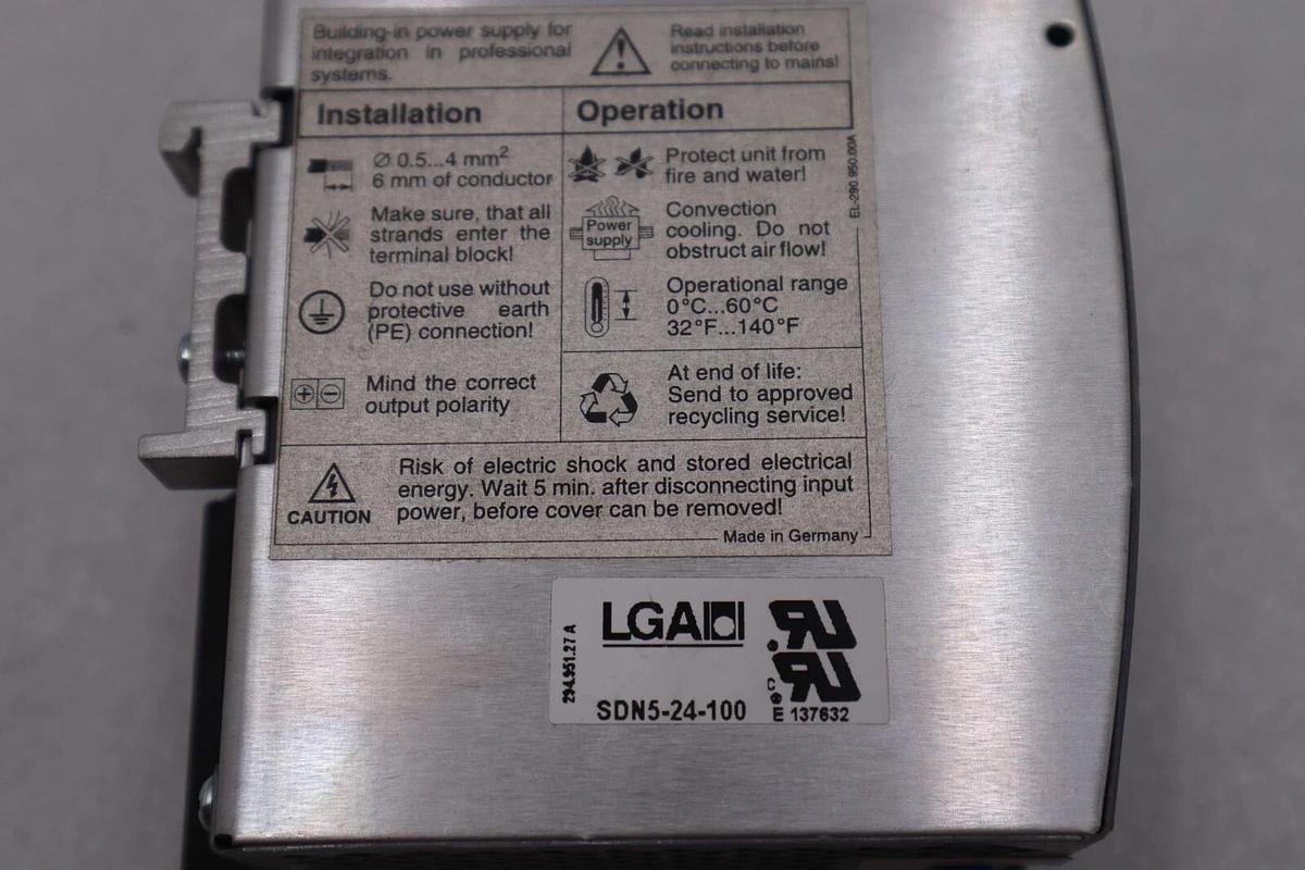 Used SOLA SDN 5-24-100 POWER SUPPLY 230VAC STOCK #L-208A