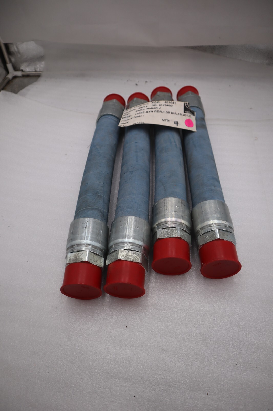 LOT OF 4 MEGTEC  6175460 P/N 293973 HOSE-SYN RBR 1.50 DIA 18.00 LG STOCK 1284-A