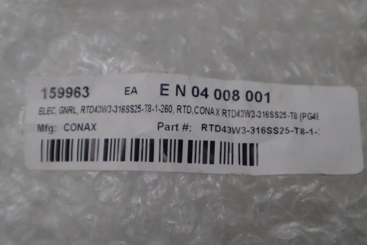 Used NEW CONAX BUFFALO RTD43W3-316SS25-T8-1-260 RTD WIREWOUND STOCK G494A