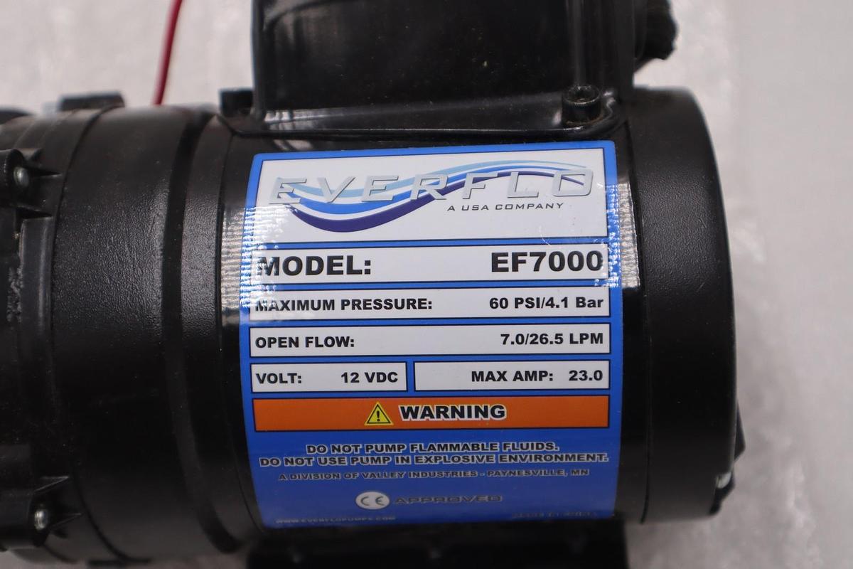 Used Everflo EF7000-QA 7.0 GPM 60 PSI 12V DC Diaphragm Pump NEW OPEN BOX STK GF882A