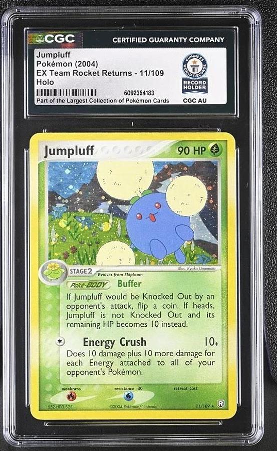 Used 2004 POKEMON EX TEAM ROCKET RETURNS #11 JUMPLUFF-HOLO CGC WORLD RECORD SLAB 1/1