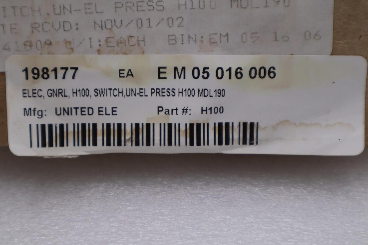 Used UNITED ELECTRIC H100-190-95303 / H10019095303 NEW UNIT STOCK G545A