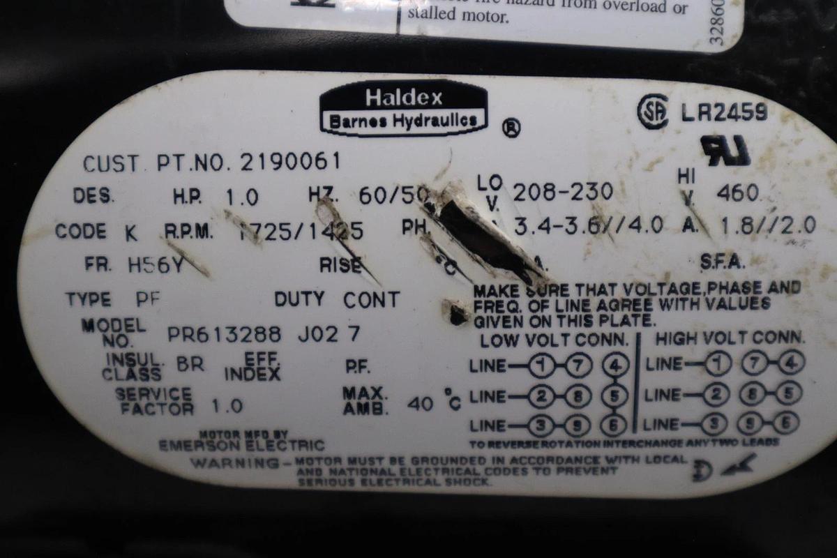 Haldex Hydraulics 1300233 1HP/3PH/1725 Motor STOCK H1181