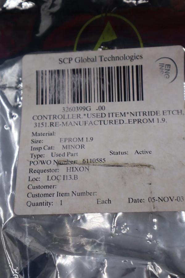 Used SCP GLOBAL TECHNOLOGIES 3151 NITRIDE ETCH CONTROLLER STOCK #2809