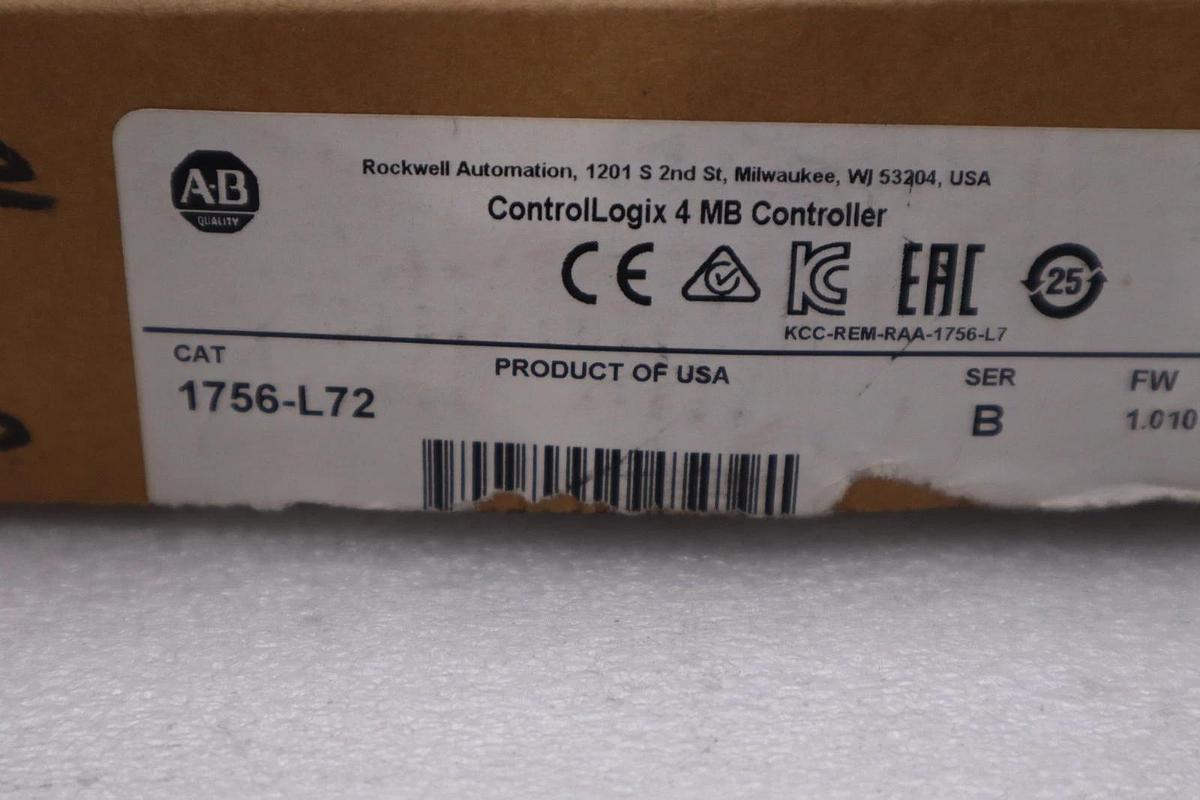 Used Allen Bradley 1756-L72/B ControlLogix Logix5572 4MB USB Processor - STOCK 3845CC