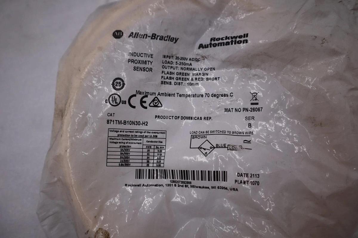 Used ALLEN BRADLEY 871TM-B10N30-H2 SER. B 20-250V AC/DC - STOCK 4916CC