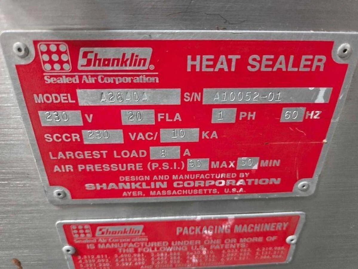 Used SHANKLIN A26A / A26ADA STAINLESS-STEEL AUTOMATIC L-BAR SEALER MANUFACTURED 2010