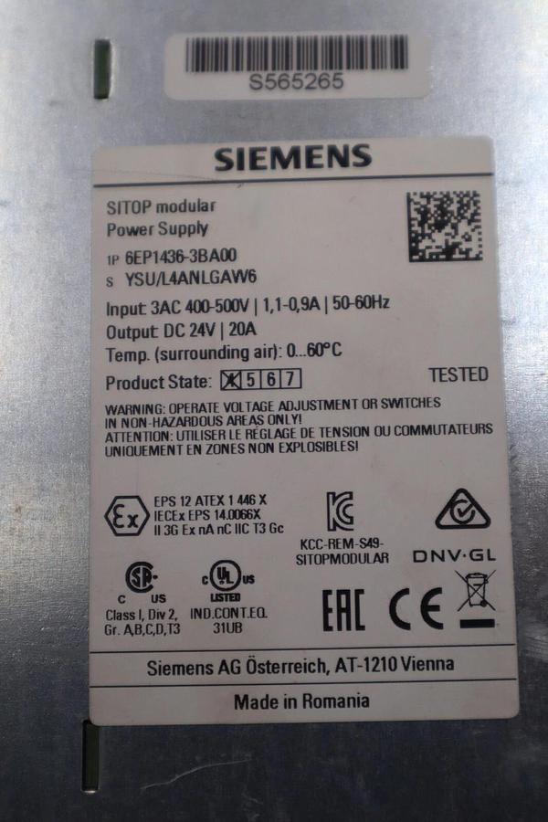 Used New Siemens 6EP1 436-3BA00  SITOP Modular Stabilized Power Supply STOCK H1012