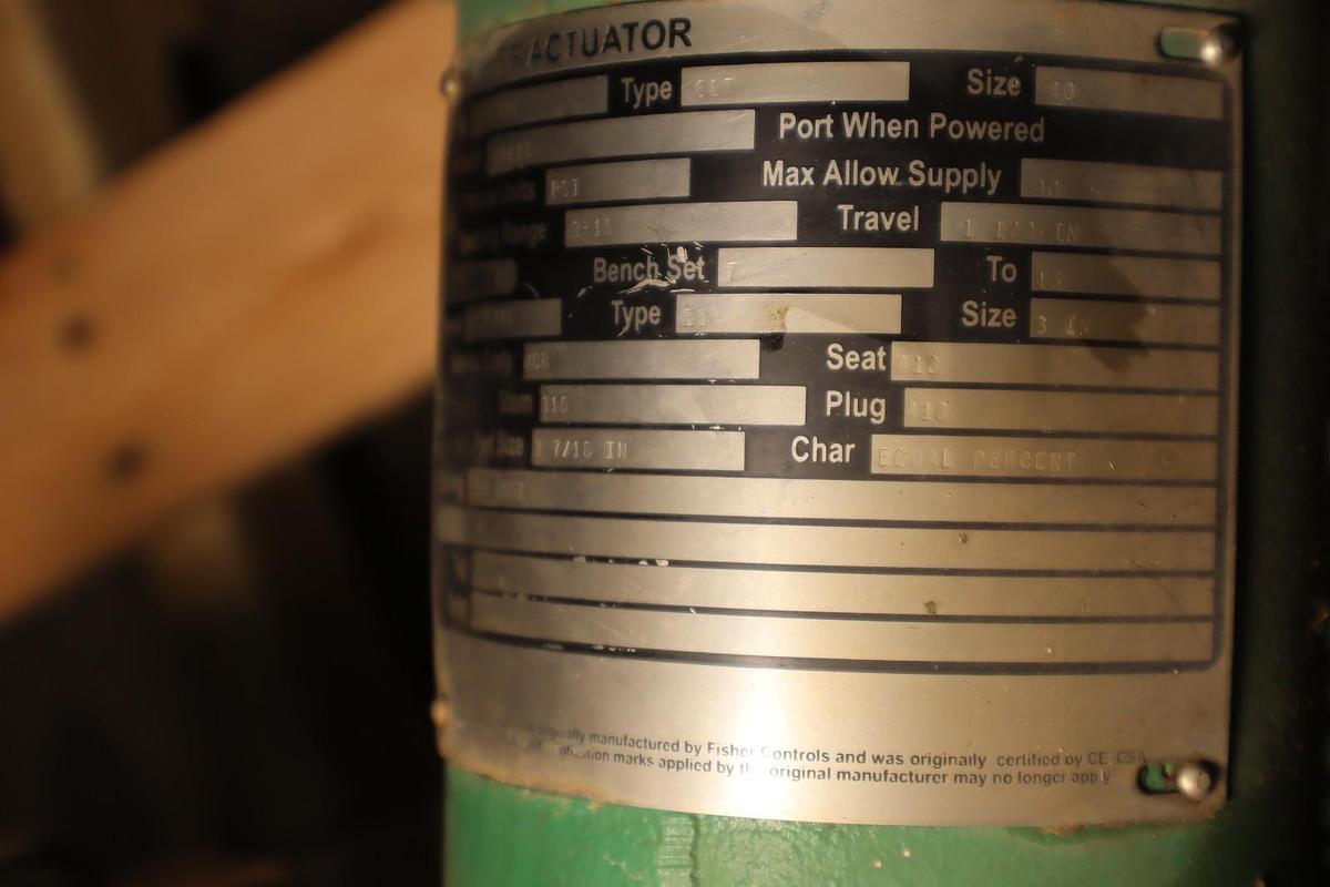 Used Fisher Control Valve Size 40 With Type EZ Pneumatic Actuator