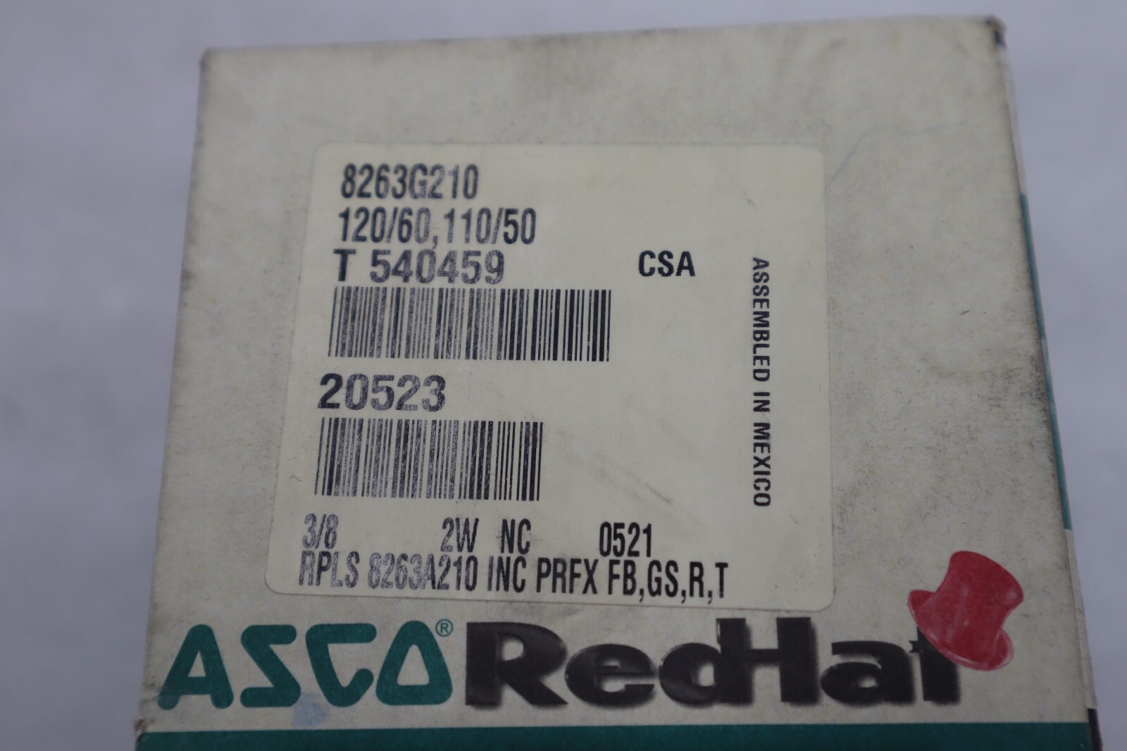 NEW ASCO 8263G210 SOLENOID VALVE 120/60 110/50 STOCK 2232-A