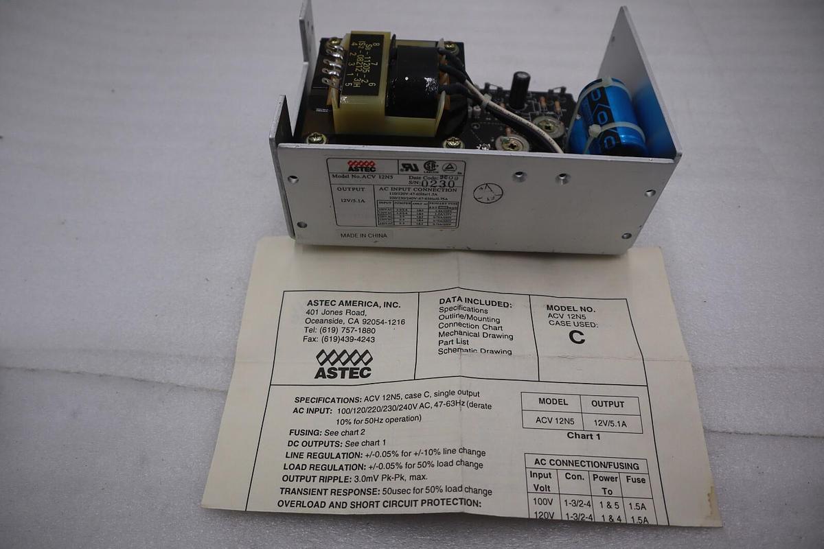 Used NEW OPEN BOX Astec ACV 12N5 Power Supply STOCK 3760-A