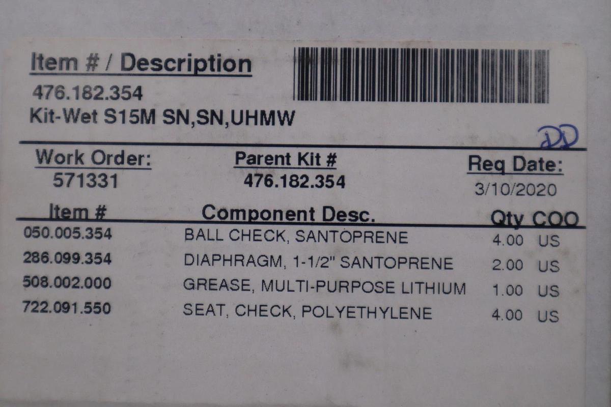 Sandpiper 476.182.354 Diaphragm Pump Fluid Section Repair Kit NEW WITH BOX