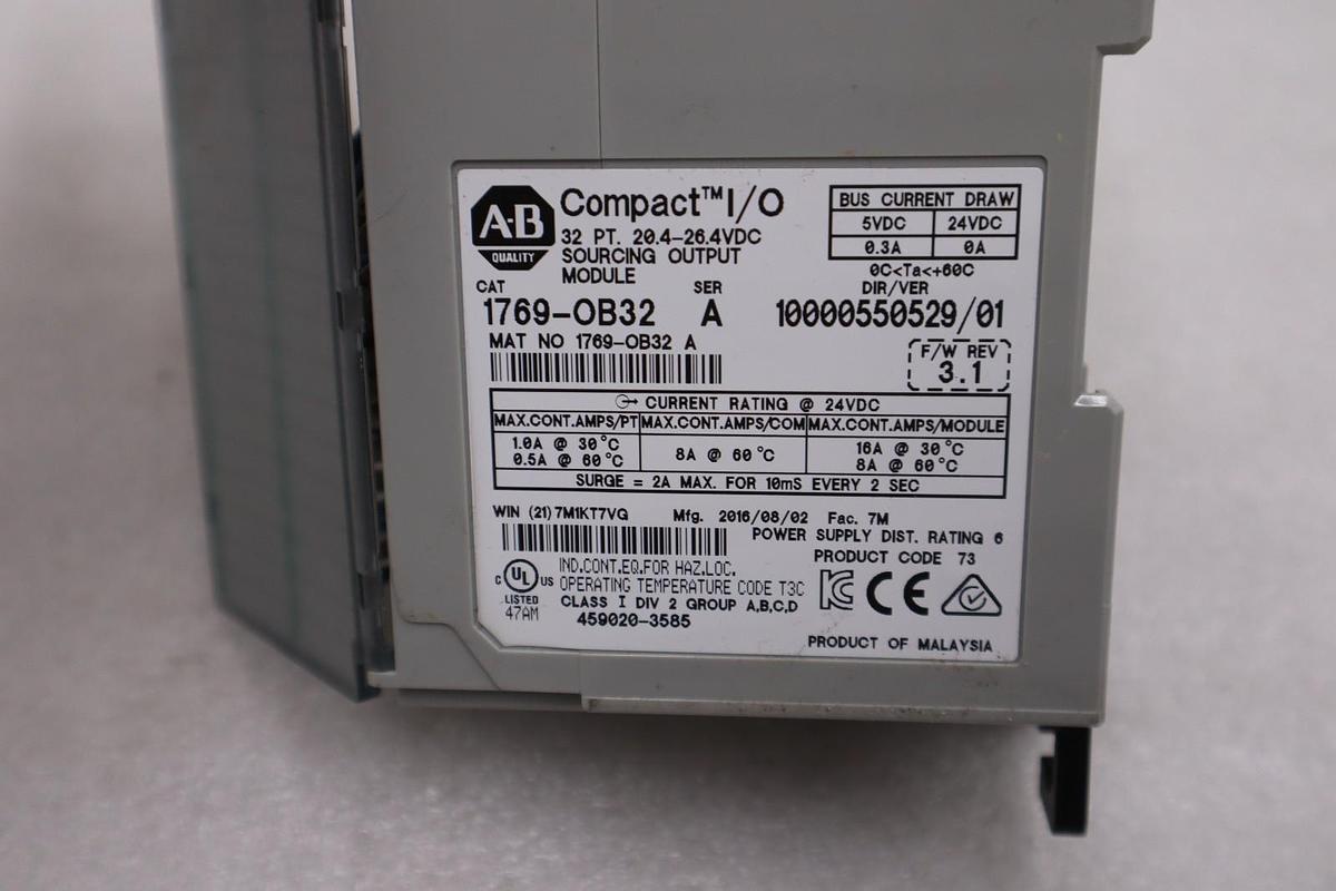 Used Allen Bradley 1769-OB32 /A CompactLogix 32 Point 24V DC Output Module #5290A