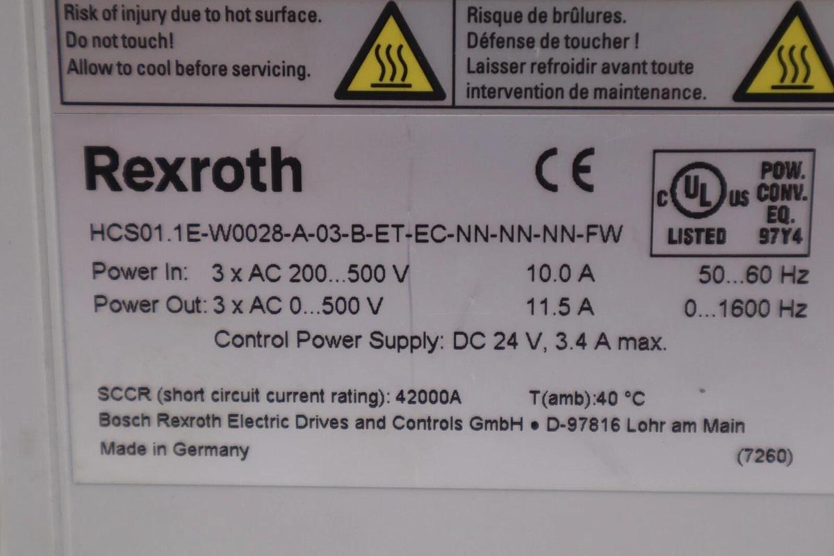 Used Bosch Rexroth Servo Drive HCS01.1E-W0028-A-03-B-ET-EC-NN-NN-NN-FW #4092