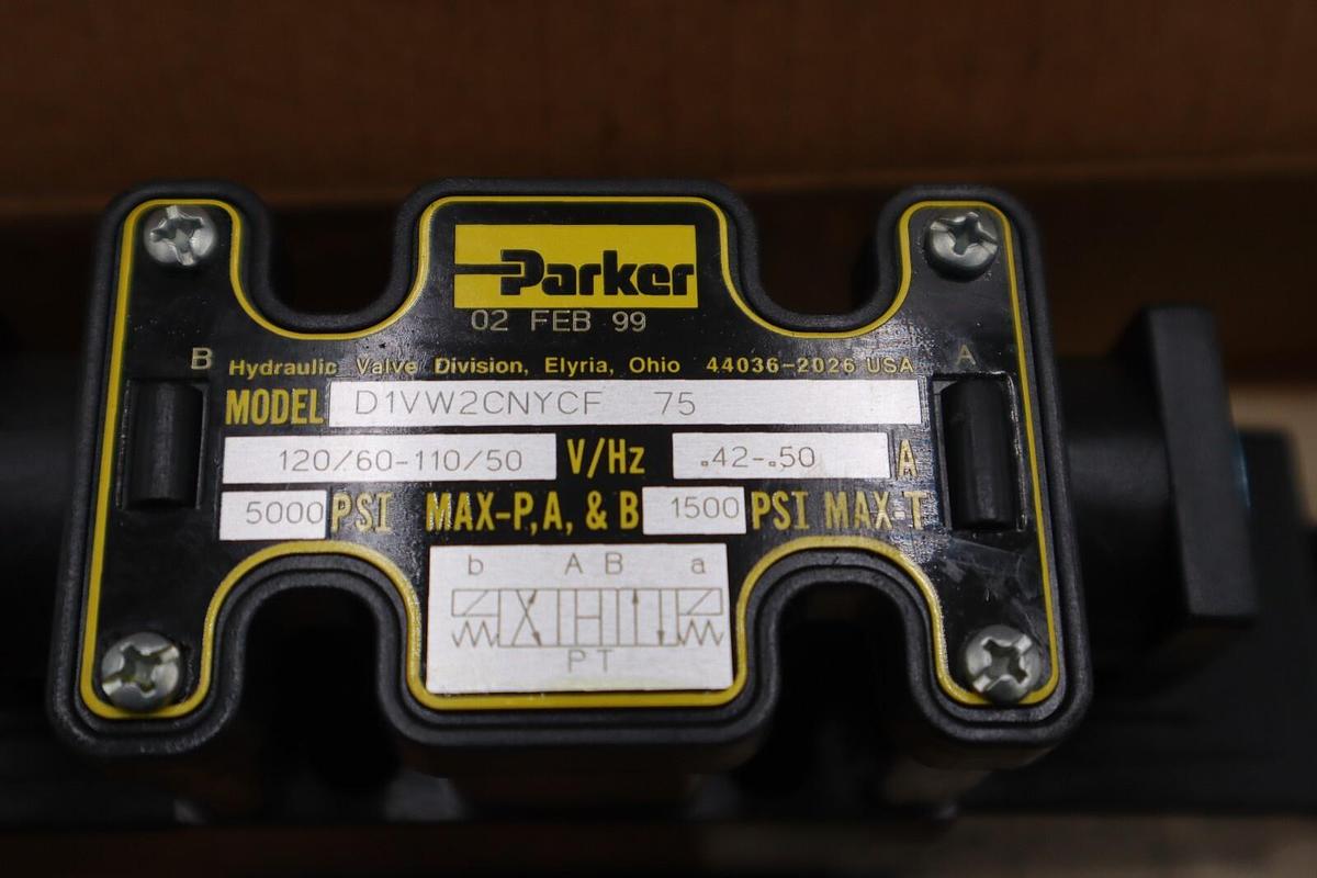 Used PARKER D1VW2CNYCF4-75 110/120V .42A 4000PSI NSMP STOCK 4002