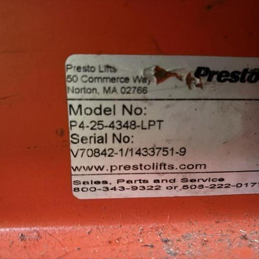 Used PRESTO P4-25-4348-LPT FLOOR LEVEL PALLET LIFT LOAD LEVELER TURNTABLE 2,500 POUND