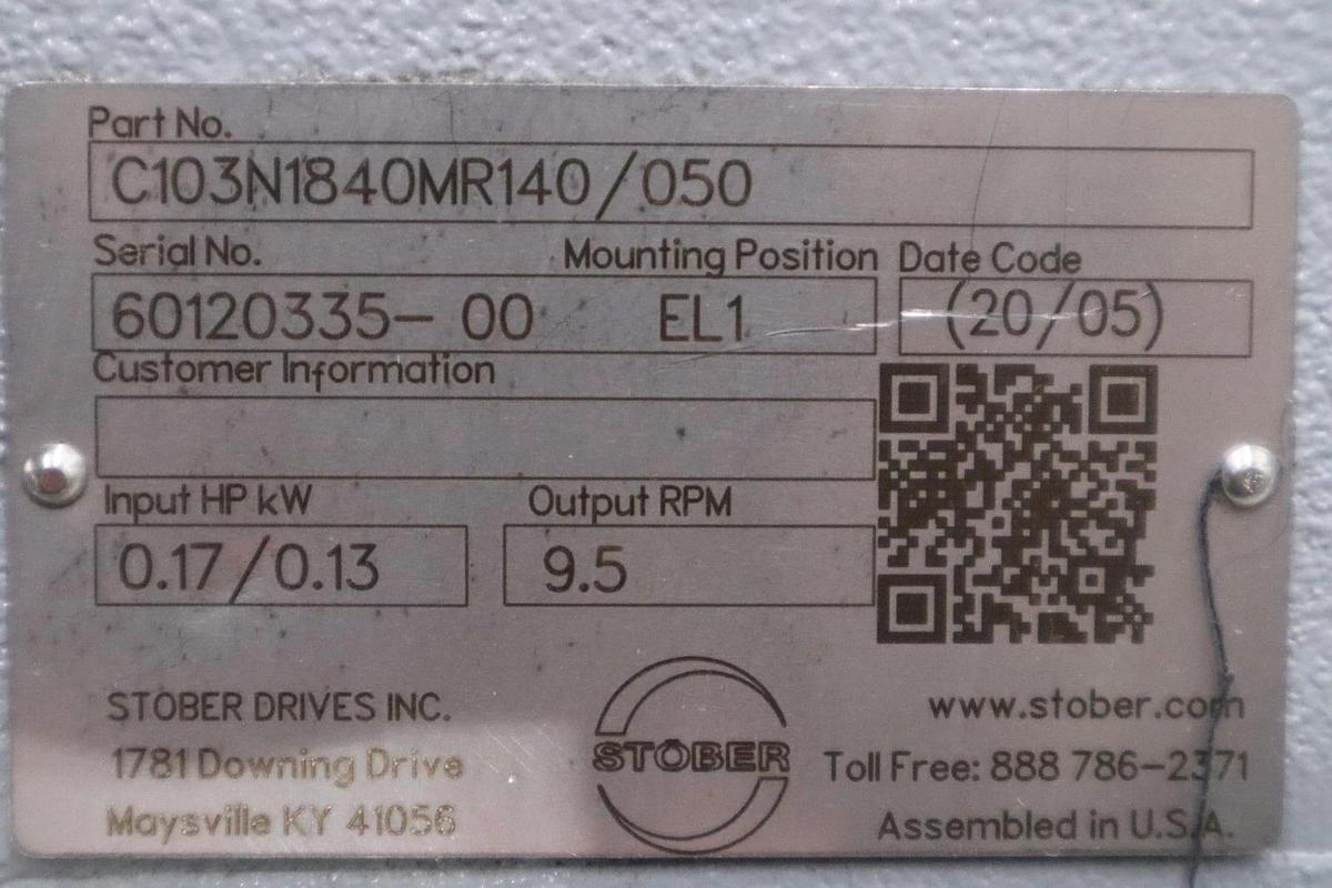 Used Stober C103N1840MR140/050 Inline Gearbox - STOCK GF619