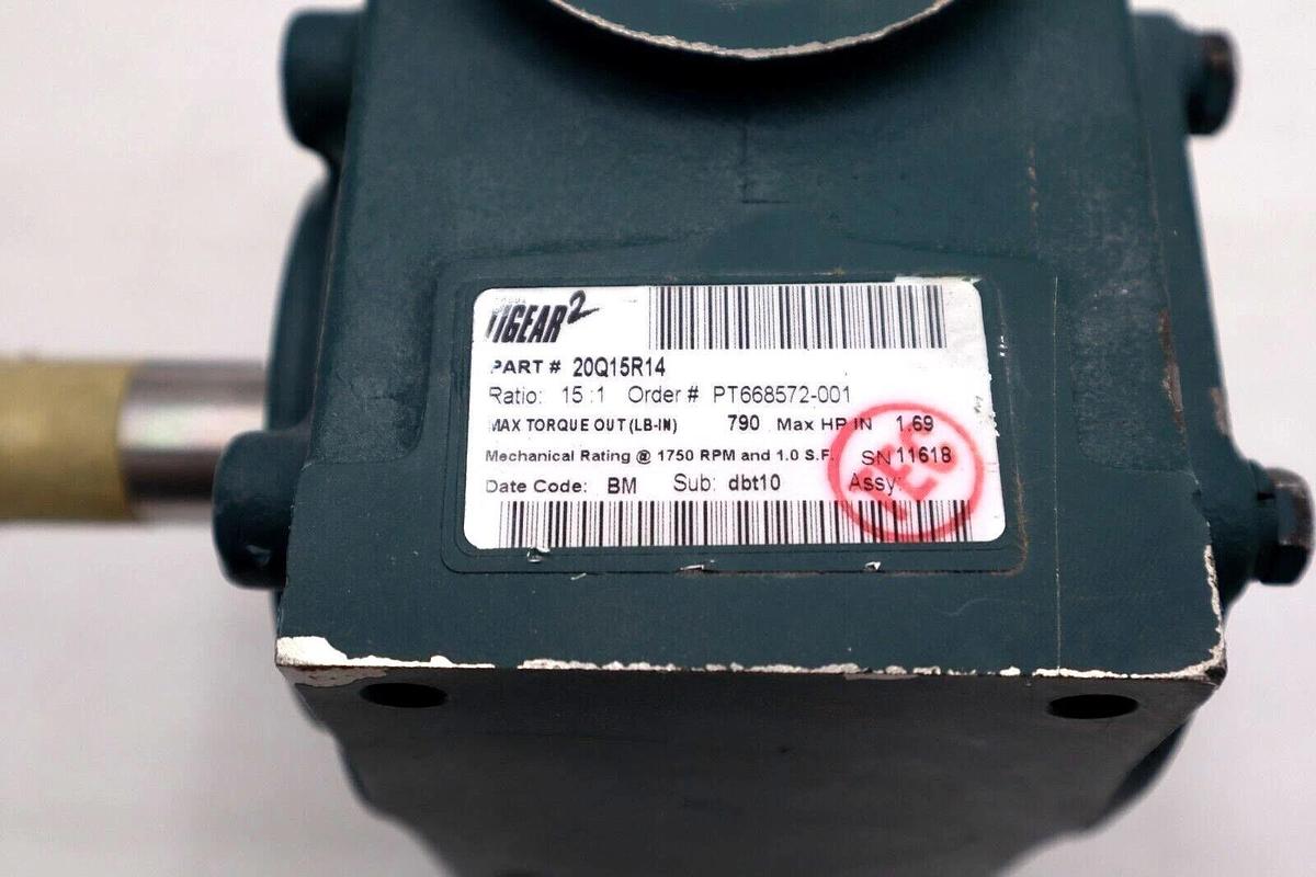 Used DODGE TIGEAR 2 202Q15R14 GEARBOX 15:1 790 LB 1750 RPM #S-163