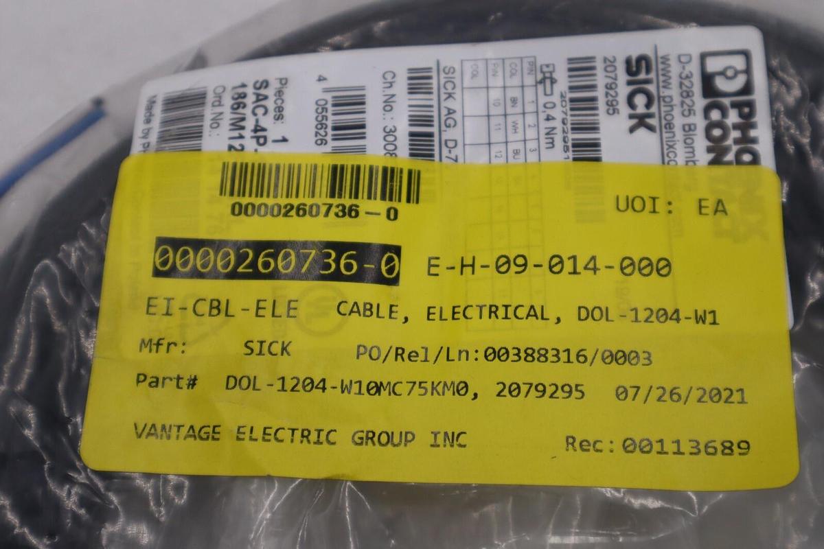 NEW SICK 2079295/ DOL-1204-W10MC75KM0 10M LENGTH STOCK G806A