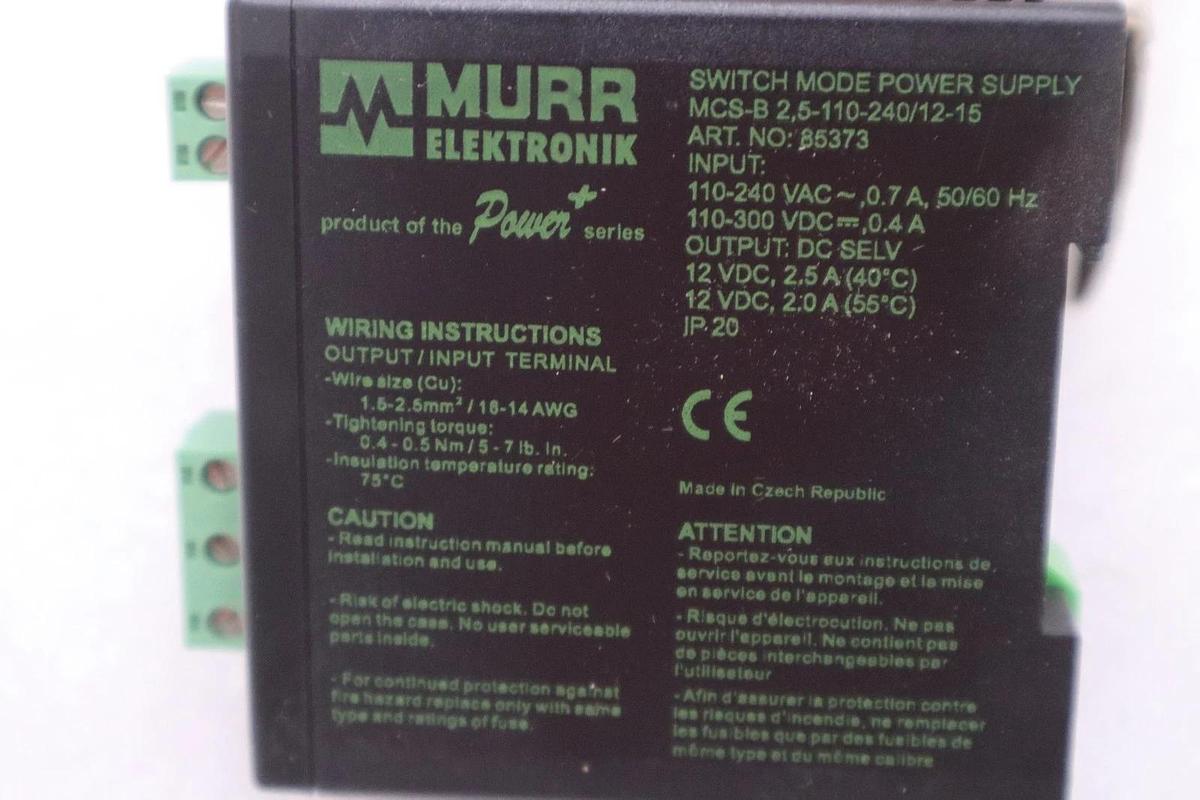 MURR ELEKTRONIK 12V DC 2.5amp 85373 NEW OPEN BOX STK K1210A