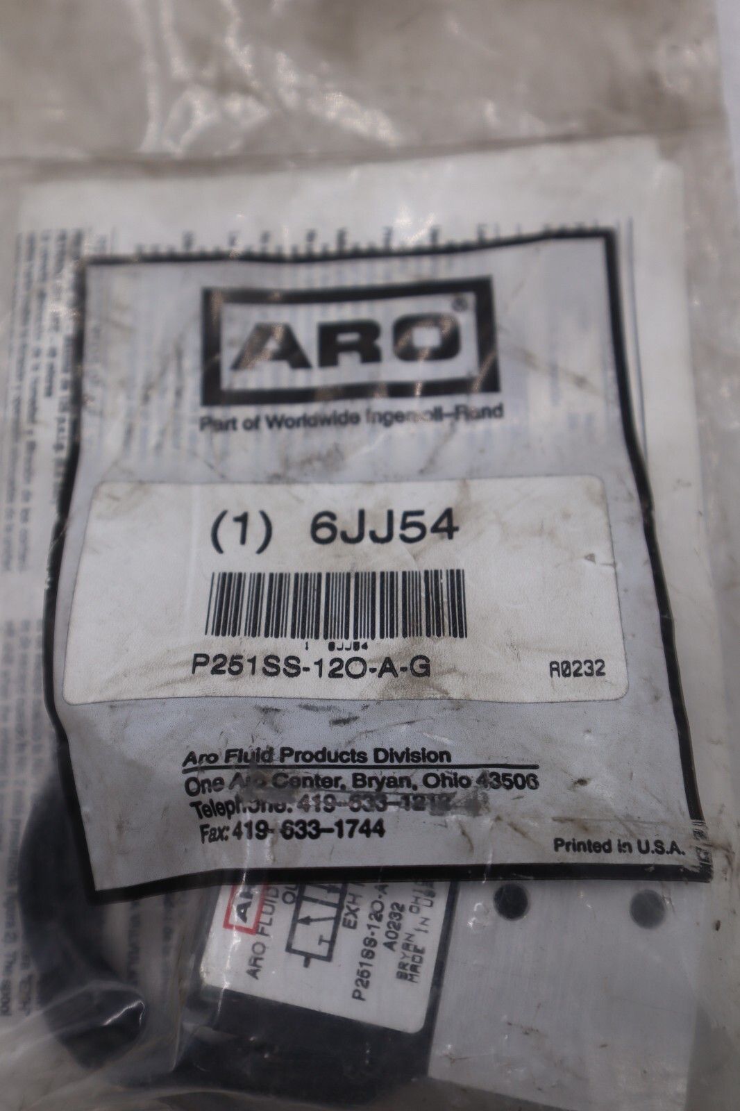 ARO 6JJ54 P251SS-120-A SOLENOID AIR CAN VALVE STOCK #K-3648