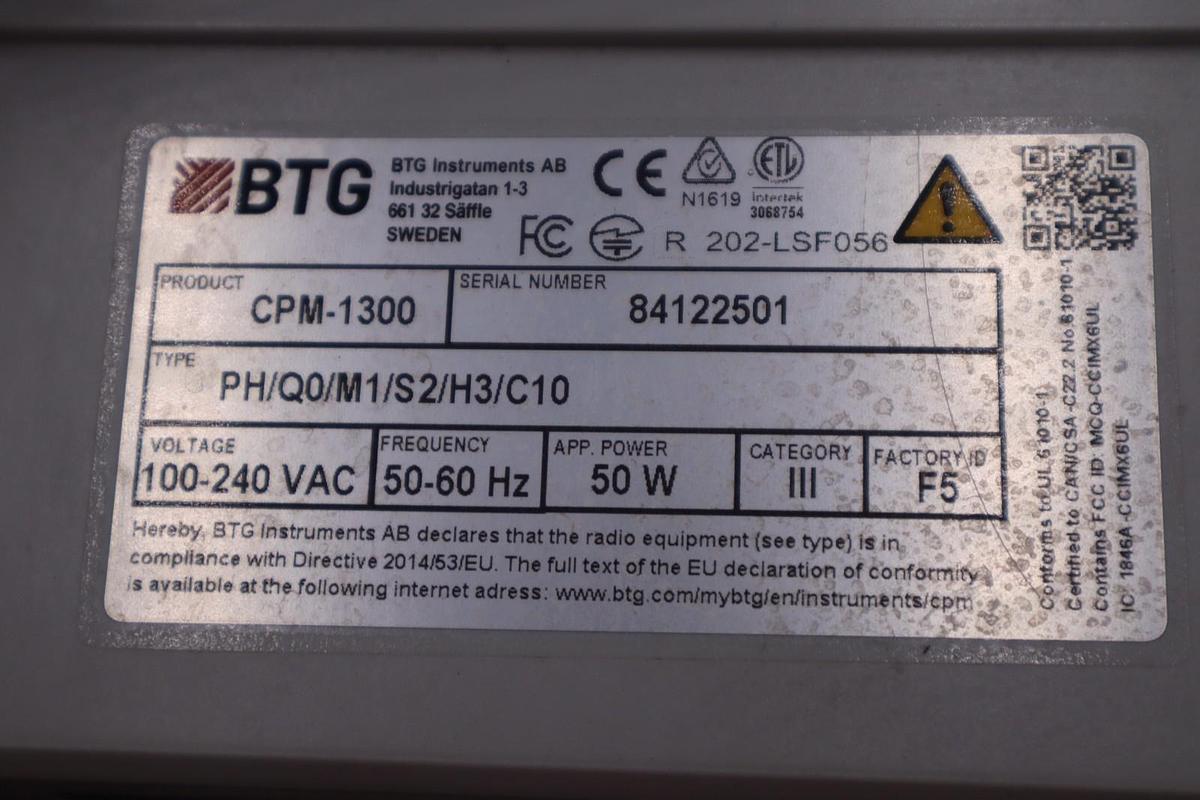 Used BTG CPM-1300 PH/Q0/M1/S2/H3/C10 COMMUNICATION CONSISTENCY TRANSMITTER # SGF226