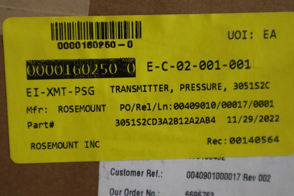 Used Rosemount 3051S / 3051S2CD3A2B12A2AB4 Transmitter NEW STOCK G159