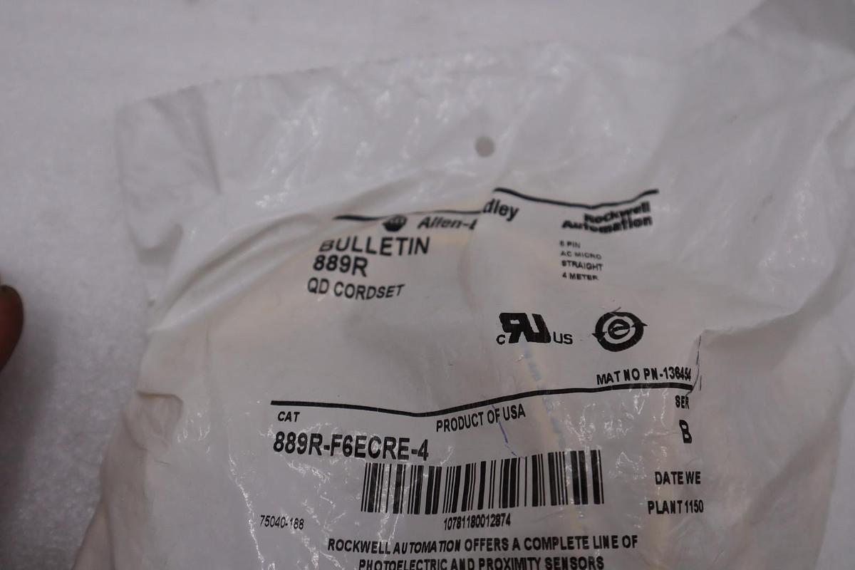 NEW Allen Bradley 889R-F6ECRE-4 Ser B AC Micro 6-Pin 4m QD CORDSET STOCK H1455A