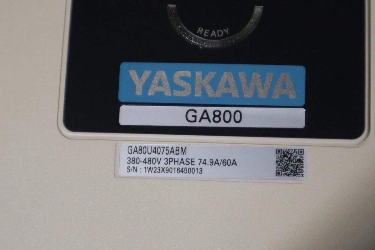 Used YASKAWA GA800 50 HP DRIVE GA80U4075ABM / CIPR-GA80U4075ABMA-AAAANA REV. B NEW