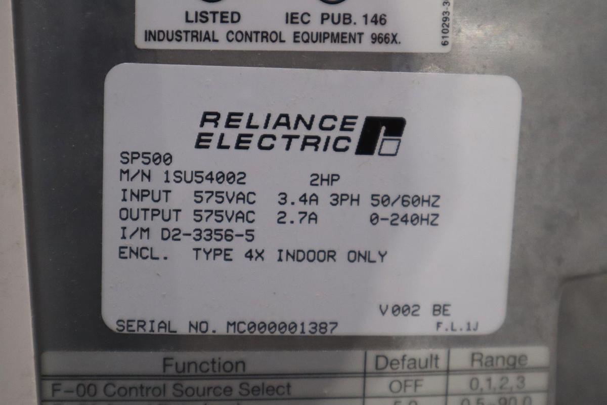 Used VS DRIVE SP500 RELIANCE ELECTRIC NEW UNIT STOCK GF-1257