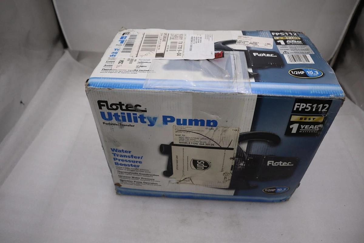 NEW Flotec FP5112 - 10.3 GPM 1/2 HP Portable Transfer Pump STOCK H471