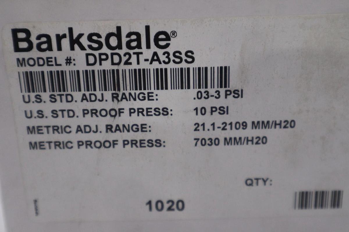 Used Barksdale DPD2T-A3SS Pressure Switch 0.03-3psi 125/250/480v-ac NEW IN BOX #G224A