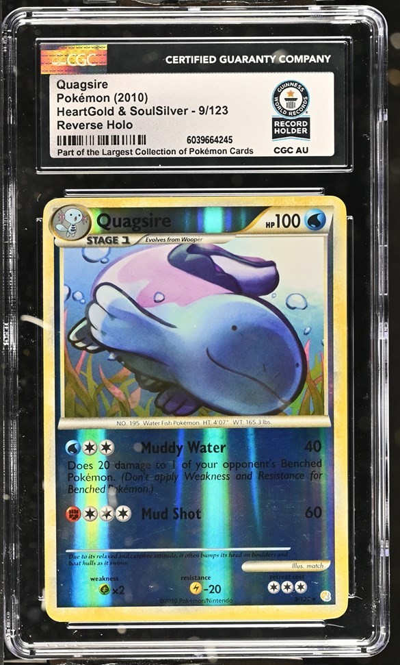 Used 2010 POKEMON HEARTGOLD & SOULSILVER #9 QUAGSIRE-REVERSE FOIL CGC WORLD RECORD