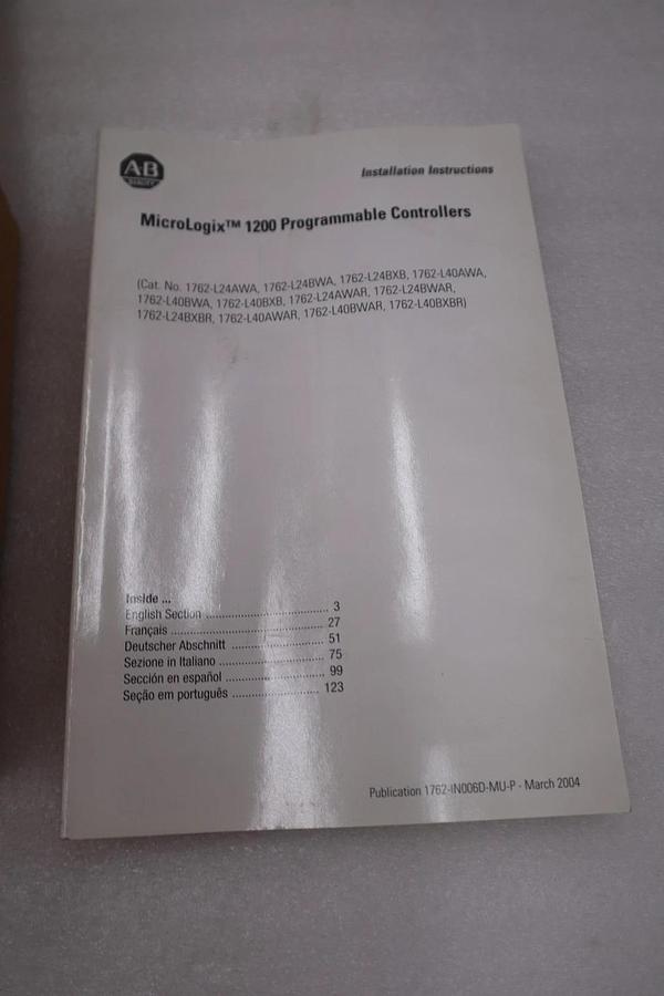 Used Allen-Bradley 1762-L40BWA /C MicroLogix 1200 40 Point Controller - NEW - GF972