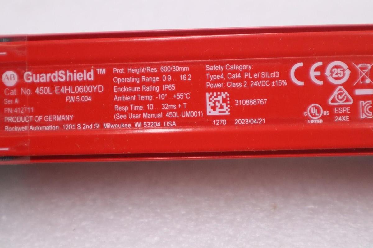 Used Allen Bradley 450L-E4HL0600YD Ser. A Enhanced Safety Light Curtain Transceiver