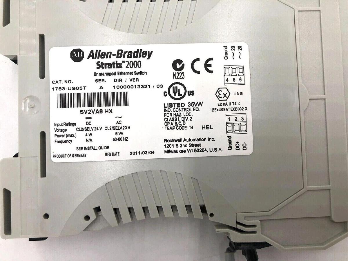 Used ALLEN BRADLEY STRATIX 2000 1783-US05T SER A UNMANAGED ETHERNET SWITCH STOCK 1416