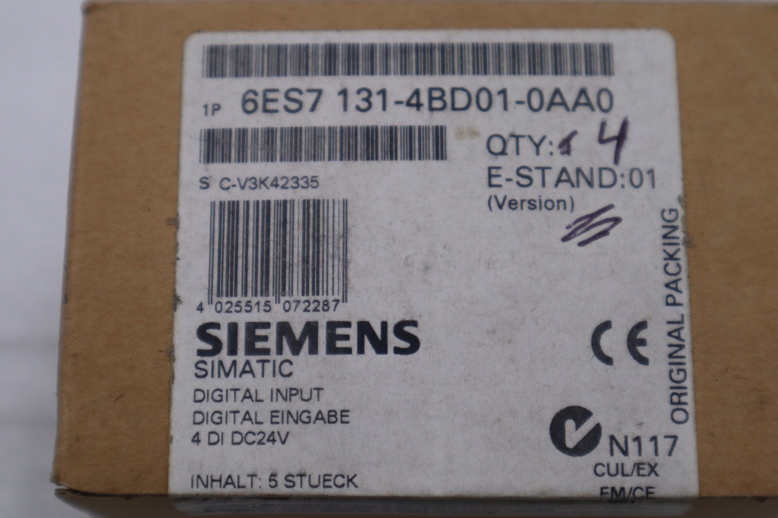 LOT OF 4 - NEW Siemens 6ES7 131-4BD01-0AA0 Digital Input Module STOCK L-394-C