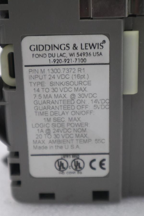 Used GIDDINGS & LEWIS M.1300.7372 R1 Input Module 24VDC SINK/SOURCE STOCK 646-D