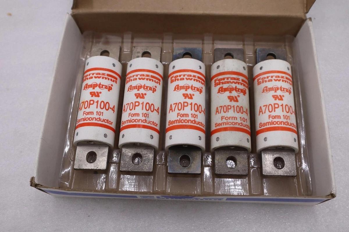 NEW BOX OF 5 FERRAZ SHAWMUT 100A 700V SEMICONDUCTOR FUSE A70P100-4 STOCK GF-632A