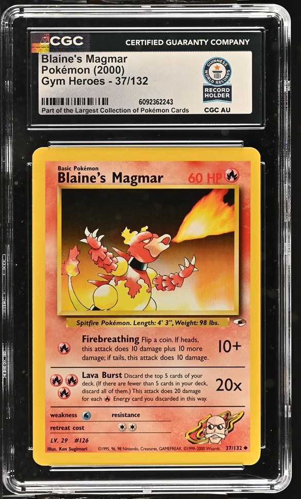 Used 2000 POKEMON GYM HEROES #37 BLAINE'S MAGMAR CGC WORLD RECORD 1/1 POP 1