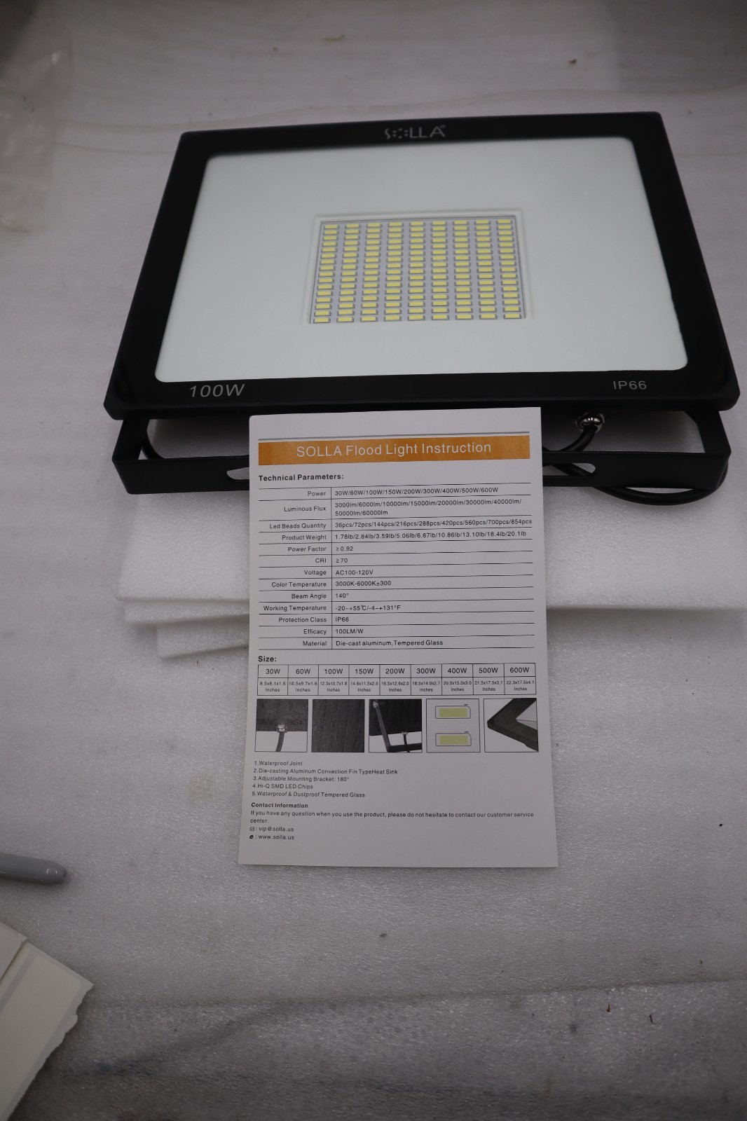 SOLLAR IP66 Waterproof 100W LED Flood Lights - STOCK 1929CC