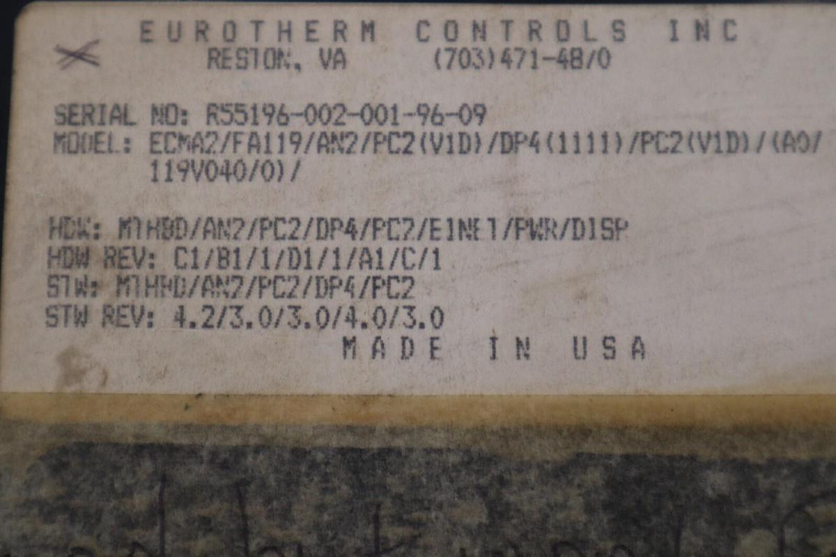 Used EUROTHERM ECMA2/FA119/AN2/PC2(V1D)/DP4(1111)/PC2(V1D)/(A0/119V040/0)/ STK 521-B