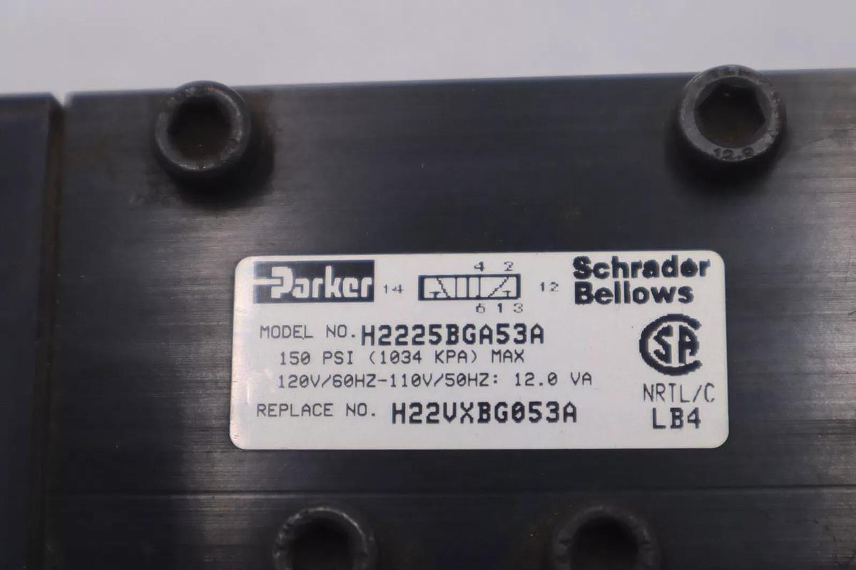 PARKER H22VXBG053A/ H2225BGA53A VALVE 150 PSI 120V/60HZ-110V/50HZ STOCK K-3682