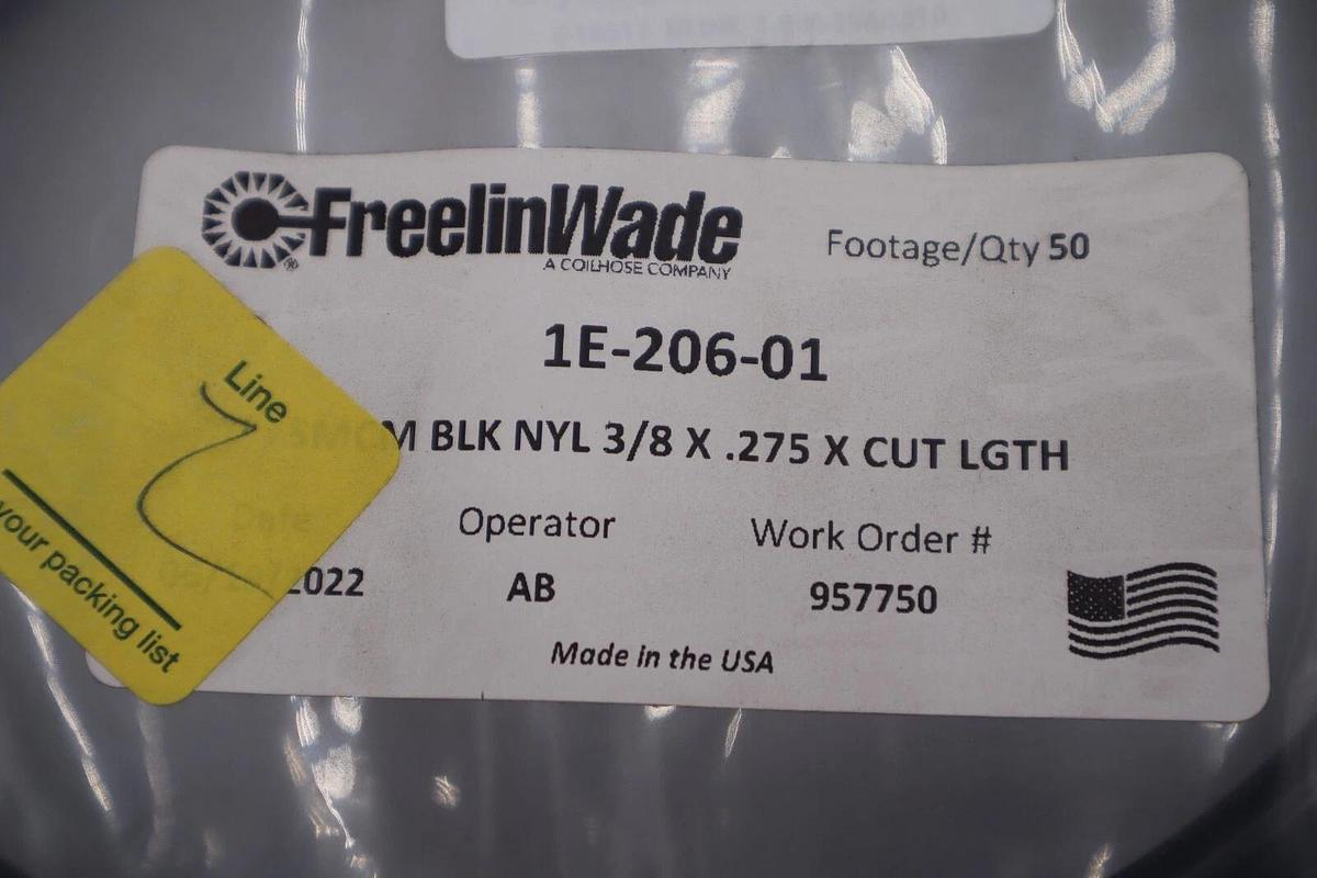 Used Freelin Wade 1E-206-01 Black Nylon 3/8 Tubing C03 .275 Cut Length  #037-A