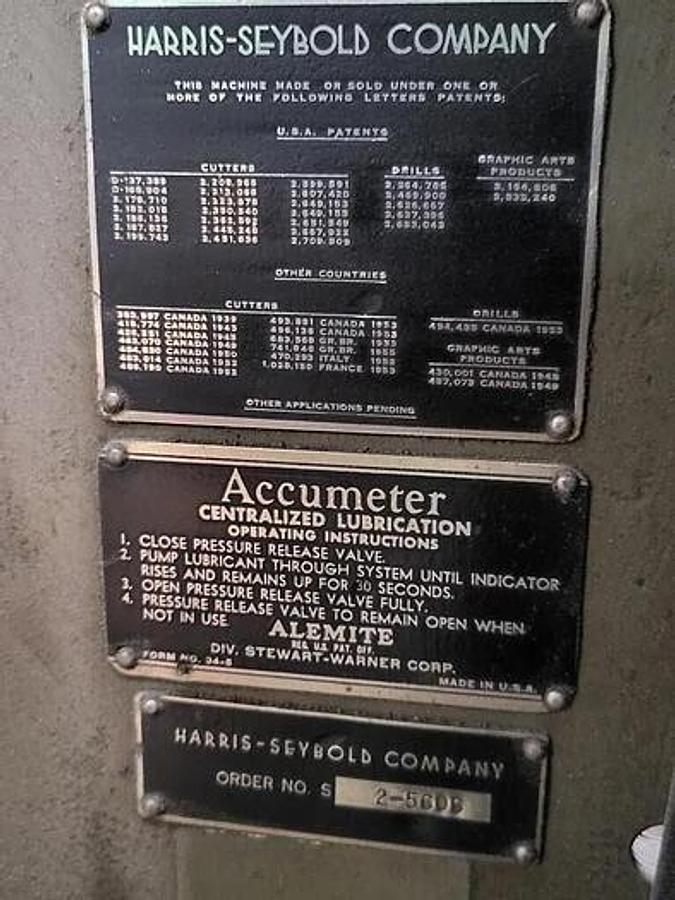 Used 84" WIDE HARRIS SEYBOLD CJH-S GUILLOTINE CUTTER