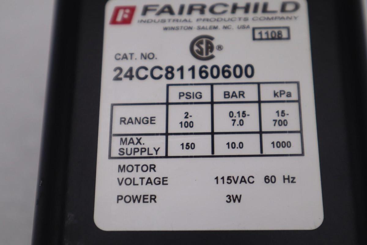 Used FAIRCHILD INDUSTRIAL PROD 24CC81160600 M/P CONVERTER W/REGULATOR STOCK 2279C