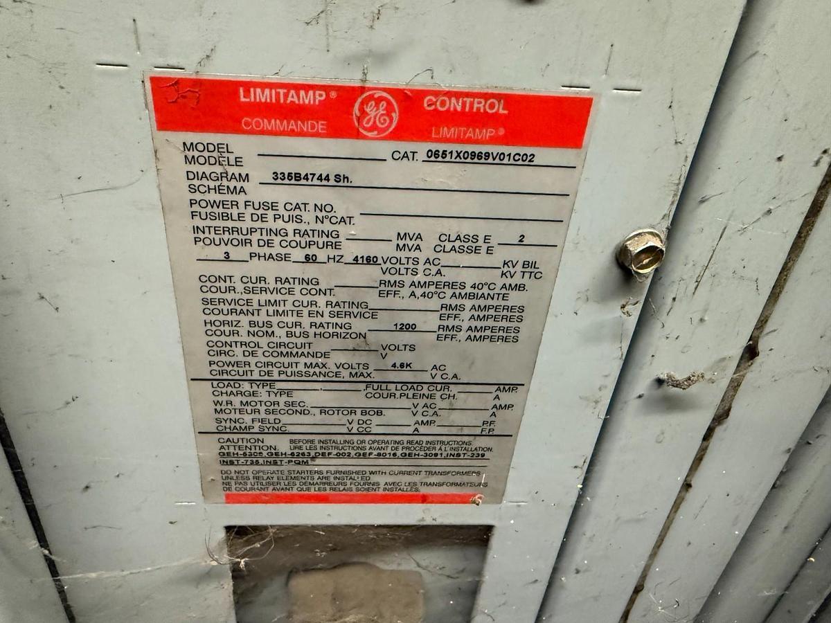 Used GE Limitamp Motor Control 4160 Volt Model CR194A148F2 Complete Switchgear System
