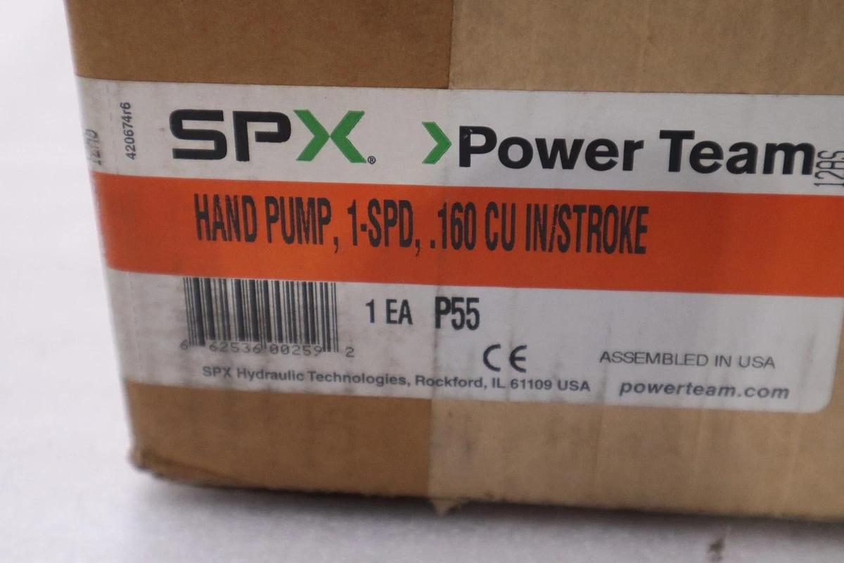Used NEW SPX POWER TEAM P55 HYDRAULIC HAND PUMP 1-SPD .160 CU IN/STROKE STOCK GF-1183