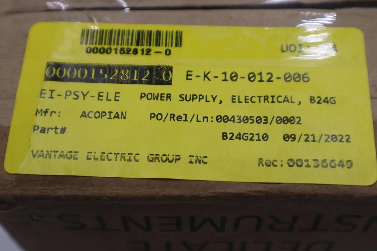 Used Acopian B24G210 Regulated Power Supply 1-1/4 A 250V STOCK G179A